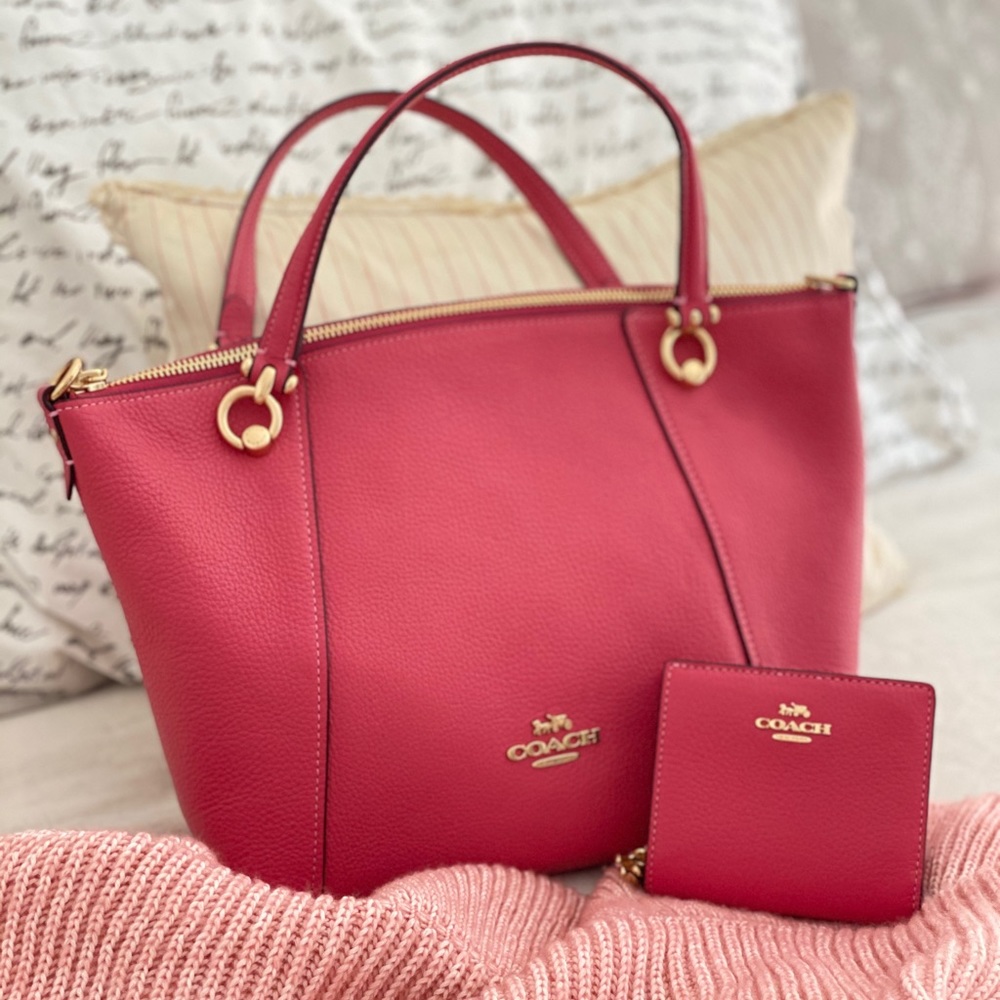🆕 COACH | Pink Strawberry Haze Purse Satchel & Snap Wallet Bundle